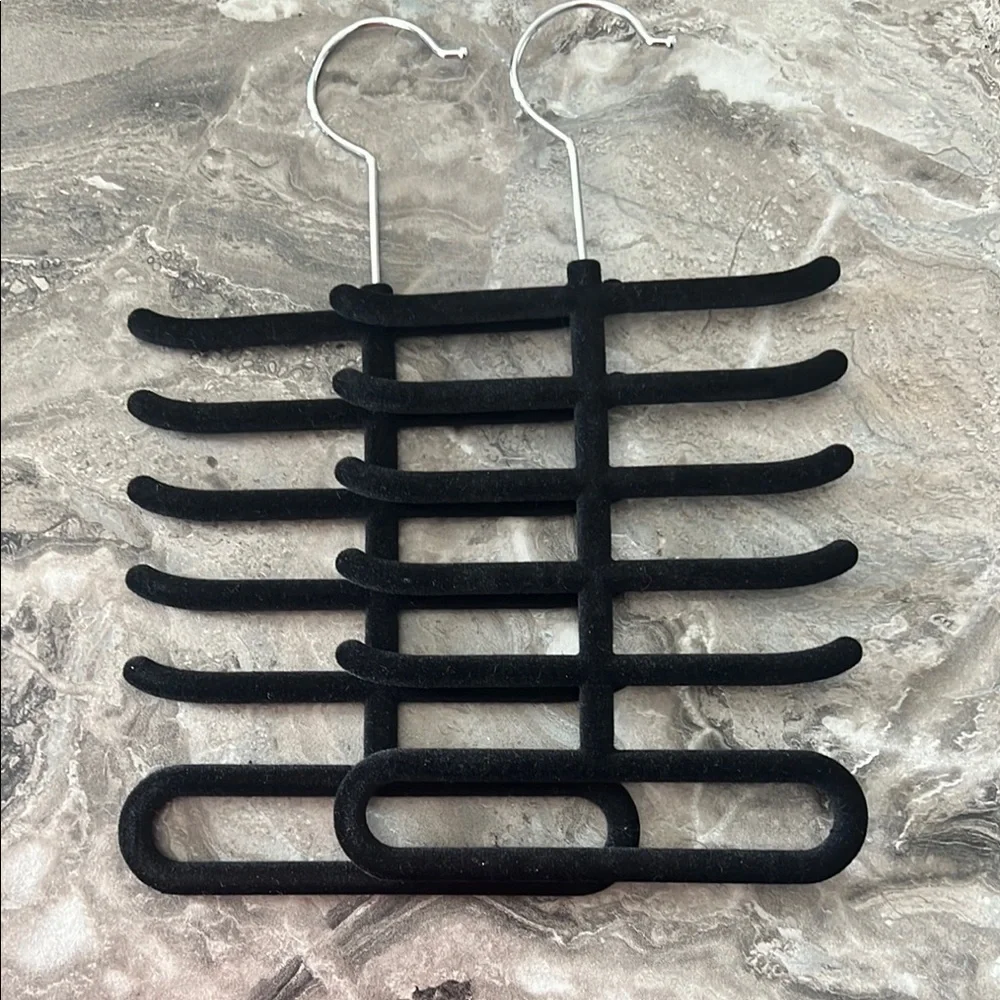 Two Premium Black Velvet Multi-Tier Hanger
